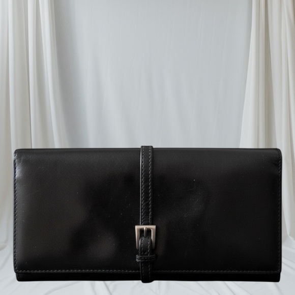 Prada Milano Leather Continental Wallet Black Made in Italy Authentic